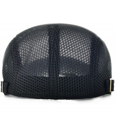 Newsboy Caps Men Breathable Mesh Summer Hat Newsboy Beret Ivy Cap Cabbie Flat Cap - Black - CA17YAXT48T $11.13