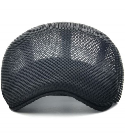 Newsboy Caps Men Breathable Mesh Summer Hat Newsboy Beret Ivy Cap Cabbie Flat Cap - Black - CA17YAXT48T $11.13