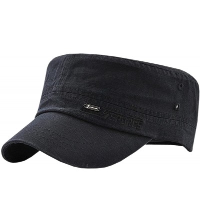 Newsboy Caps Men's Solid Color Military Style Hat Cadet Army Cap - D--black - C718E632KNX $13.27