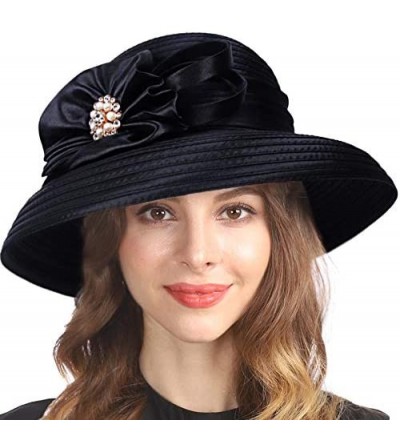Sun Hats Lady Church Kentucky Derby Sun Hat Wedding Tea Party Dress Bowler Hat - Black - C6194KUA466 $38.36