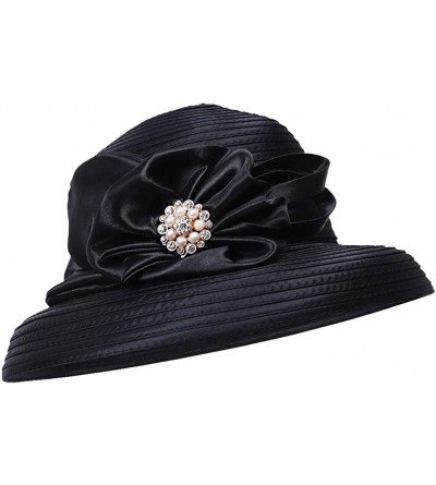 Sun Hats Lady Church Kentucky Derby Sun Hat Wedding Tea Party Dress Bowler Hat - Black - C6194KUA466 $24.23