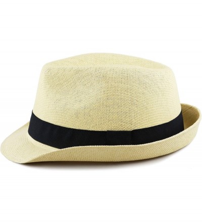 Fedoras Classic Unisex Summer Short Brim Straw Fedora Hat - Natural - CQ18C60W6A0 $13.66