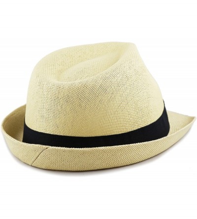 Fedoras Classic Unisex Summer Short Brim Straw Fedora Hat - Natural - CQ18C60W6A0 $13.66