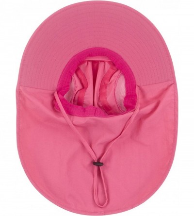 Sun Hats Kids Girls Boys Sun Hat Wide Brim UPF50+ Mesh Hats with Neck Flap - Rose Red - CT194TGUYHH $18.58