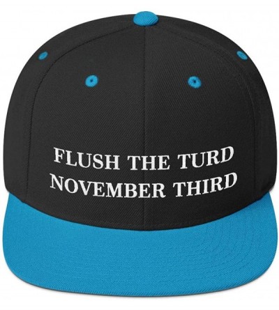 Baseball Caps Flush The Turd November Third Hat (Embroidered Wool Blend Cap) Anti Donald Trump - Black/ Teal - CV18XUR5XUI $2...