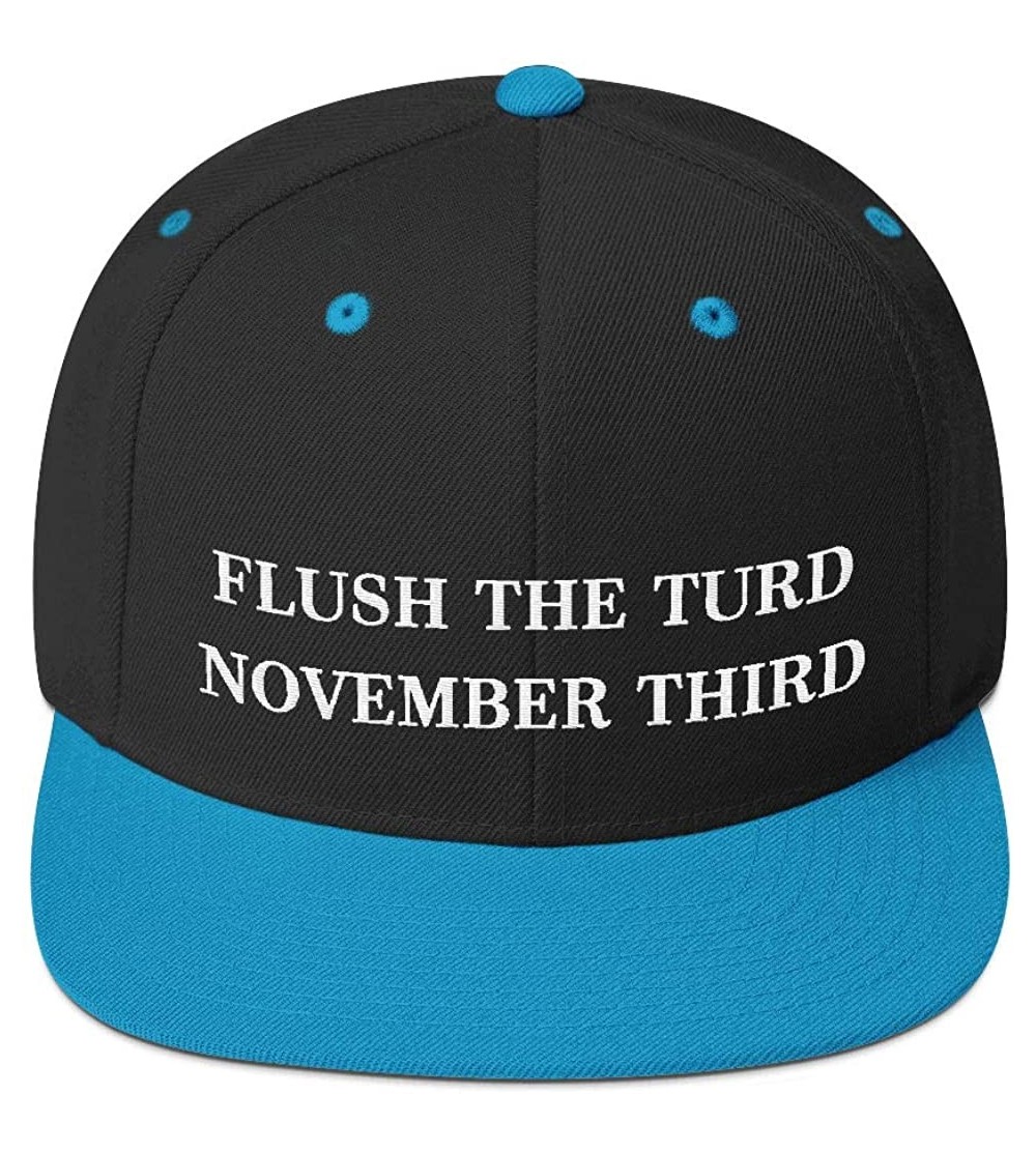Baseball Caps Flush The Turd November Third Hat (Embroidered Wool Blend Cap) Anti Donald Trump - Black/ Teal - CV18XUR5XUI $2...