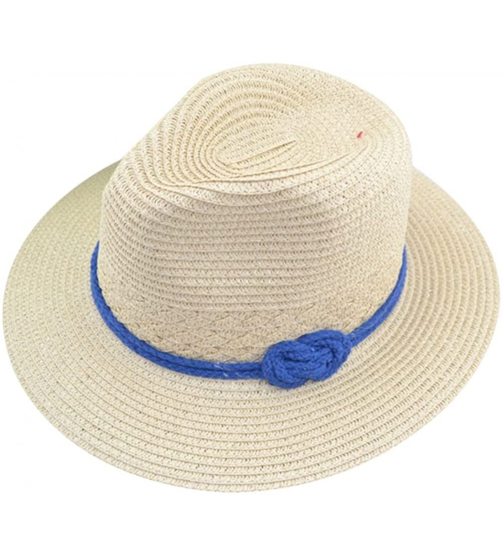 Sun Hats Women Straw Hat Beach Ribbon Wide Brim Cloche Hat Summer Bucket Hat - Beige - CO186XTAINZ $11.23