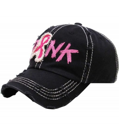 Baseball Caps Women's Breast Cancer Awareness Pink Ribbon Logo Hope Shredded Baseball Hat Cap - Shredded Black - CP1803LT9LR ...