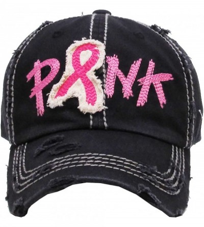 Baseball Caps Women's Breast Cancer Awareness Pink Ribbon Logo Hope Shredded Baseball Hat Cap - Shredded Black - CP1803LT9LR ...