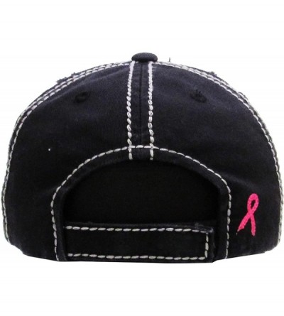 Baseball Caps Women's Breast Cancer Awareness Pink Ribbon Logo Hope Shredded Baseball Hat Cap - Shredded Black - CP1803LT9LR ...