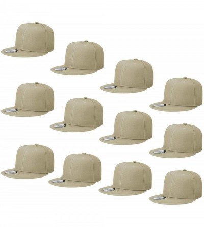 Baseball Caps Wholesale 12 Pack Snapback Hat Cap Hip Hop Style Flat Bill Blank Solid Color Adjustable Size - 12-pack Khaki - ...