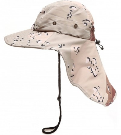 Sun Hats Outdoor Sun Protection Hunting Hiking Fishing Cap Wide Brim hat with Neck Flap - Desert Camo - CG18G7QX4XR $12.13