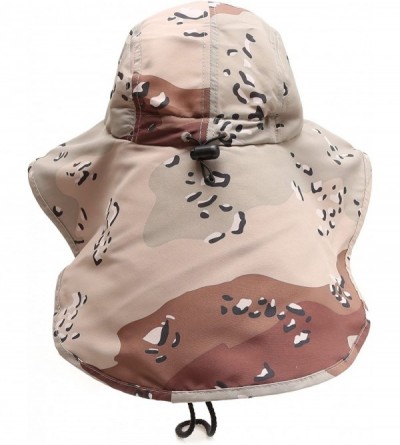 Sun Hats Outdoor Sun Protection Hunting Hiking Fishing Cap Wide Brim hat with Neck Flap - Desert Camo - CG18G7QX4XR $12.13