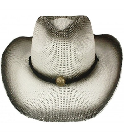 Cowboy Hats Silver Fever Fashionable Ombre Woven Straw Cowboy Hat - Gray - C812BWNO9O3 $24.46