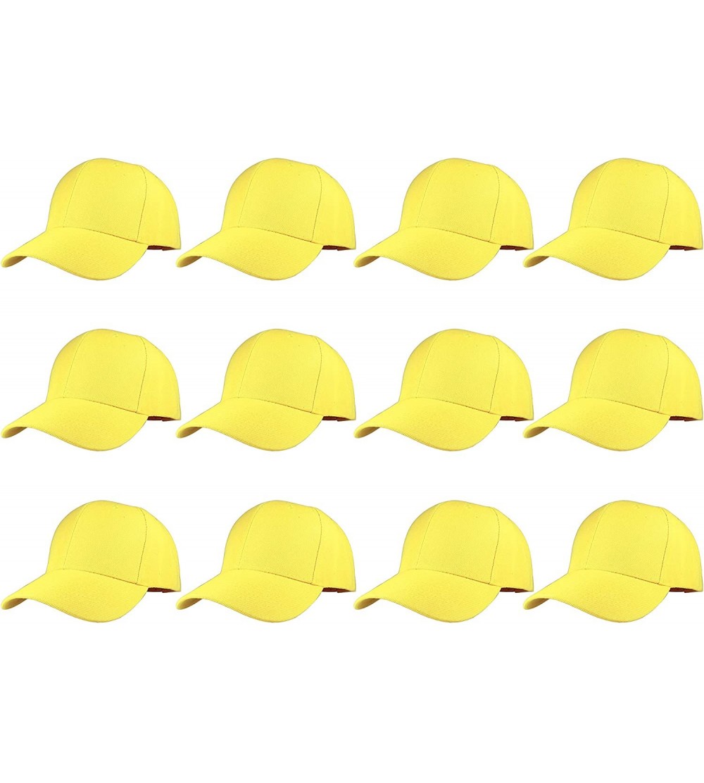 Baseball Caps Plain Blank Baseball Caps Adjustable Back Strap Wholesale LOT 12 PC'S - Yellow - CA18RAMYSYI $26.46