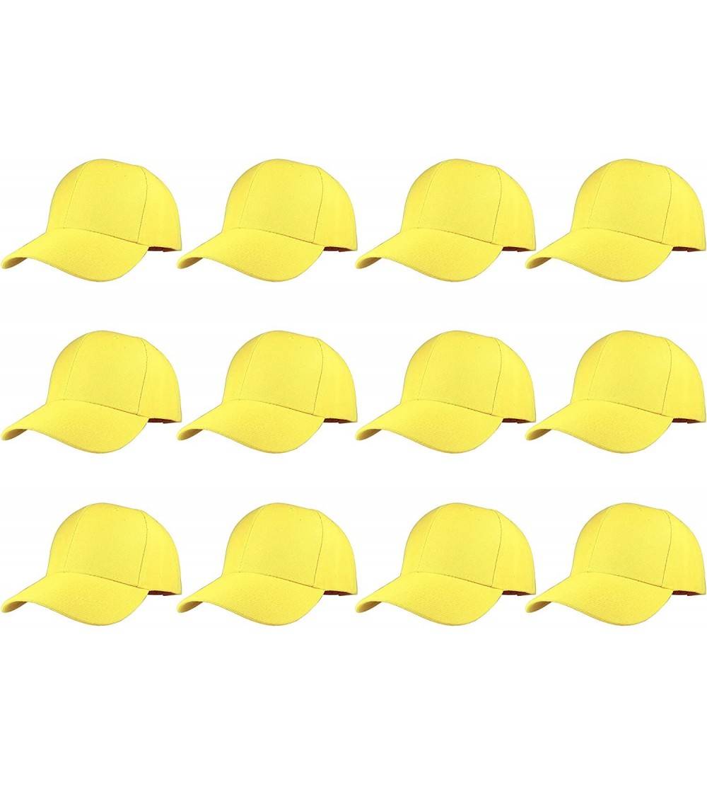 Baseball Caps Plain Blank Baseball Caps Adjustable Back Strap Wholesale LOT 12 PC'S - Yellow - CA18RAMYSYI $26.46