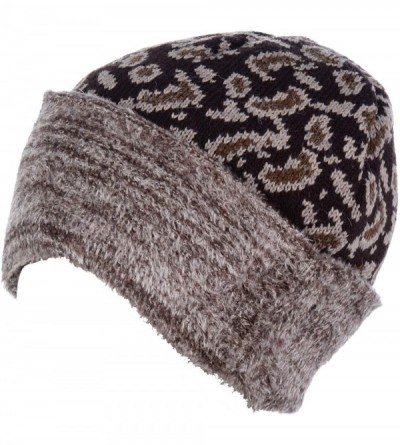 Skullies & Beanies Womens Winter Knit Plush Fleece Lined Beanie Ski Hat Sk Skullie Various Styles - Paisley Brown - C718UTLAL...