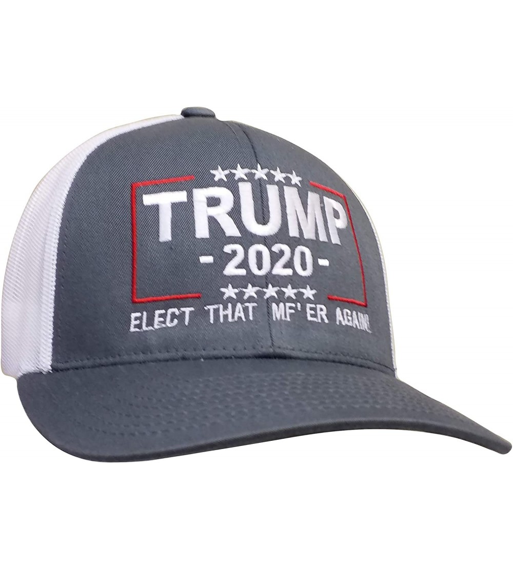 Baseball Caps Political Elect That MF'ER Again Trump 2020 Embroidered Trucker Mesh Snapback Hat - Graphite/White Mesh - CA18U...