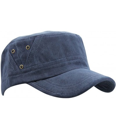 Baseball Caps Men 100% Cotton Plain Cadet Flat Top Military Corps Twill Baseball Cap Hat Visor - Blue - C618CIIH7R8 $10.72