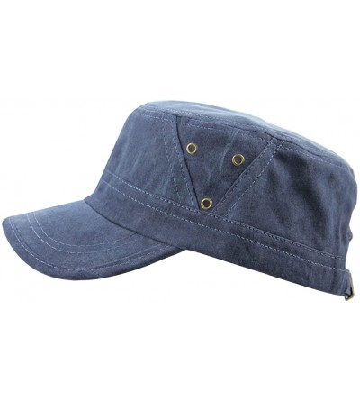 Baseball Caps Men 100% Cotton Plain Cadet Flat Top Military Corps Twill Baseball Cap Hat Visor - Blue - C618CIIH7R8 $10.72