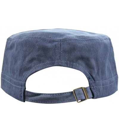 Baseball Caps Men 100% Cotton Plain Cadet Flat Top Military Corps Twill Baseball Cap Hat Visor - Blue - C618CIIH7R8 $10.72