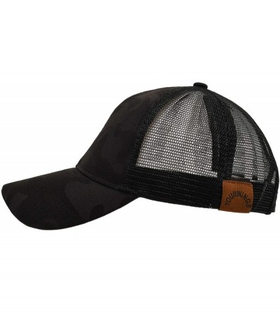 Visors Ponytail hat Messy High Bun-Camo Pattern Adjustable Mesh Trucker Baseball Cap - Black C - CL18TYUQXS6 $10.09