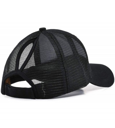 Visors Ponytail hat Messy High Bun-Camo Pattern Adjustable Mesh Trucker Baseball Cap - Black C - CL18TYUQXS6 $10.09