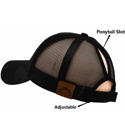 Visors Ponytail hat Messy High Bun-Camo Pattern Adjustable Mesh Trucker Baseball Cap - Black C - CL18TYUQXS6 $10.09