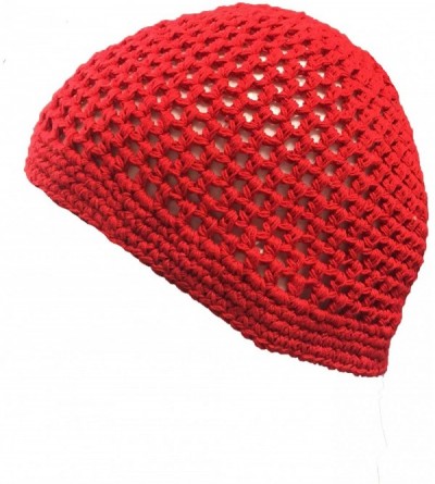 Skullies & Beanies 100% Cotton Weave Muslim Beanie Kufi Skull Cap Hats -One Size Fit Most - Red - C718H4L3WMC $14.62