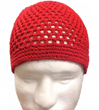 Skullies & Beanies 100% Cotton Weave Muslim Beanie Kufi Skull Cap Hats -One Size Fit Most - Red - C718H4L3WMC $14.62
