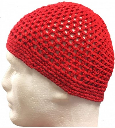 Skullies & Beanies 100% Cotton Weave Muslim Beanie Kufi Skull Cap Hats -One Size Fit Most - Red - C718H4L3WMC $14.62