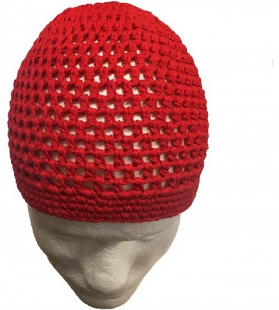 Skullies & Beanies 100% Cotton Weave Muslim Beanie Kufi Skull Cap Hats -One Size Fit Most - Red - C718H4L3WMC $14.62