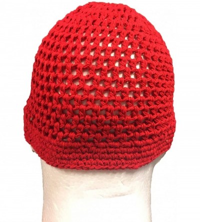 Skullies & Beanies 100% Cotton Weave Muslim Beanie Kufi Skull Cap Hats -One Size Fit Most - Red - C718H4L3WMC $14.62