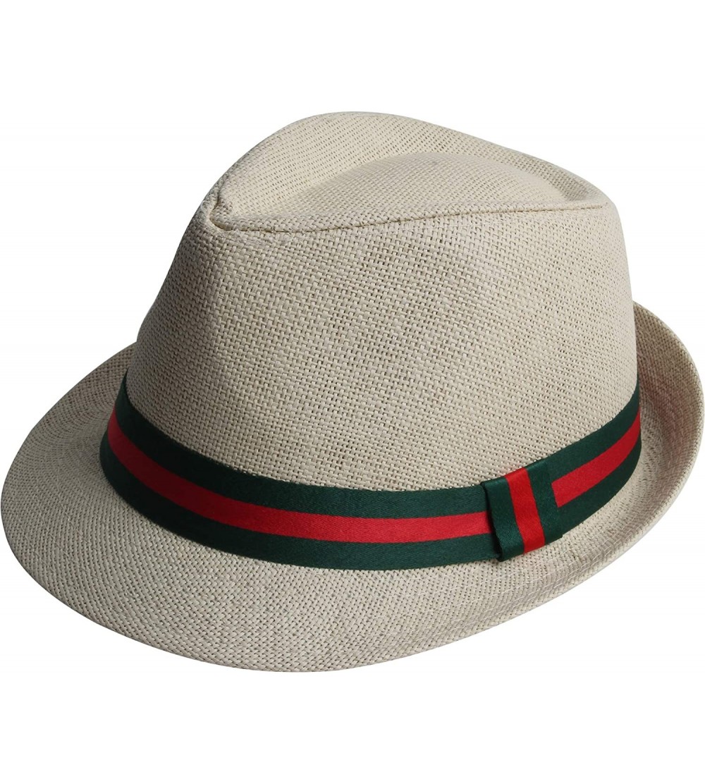 Fedoras Fedora Hats for Men & Women Tribly Short Brim Summer Paper - 02 - Beige - CT18W4ZRHXE $10.23