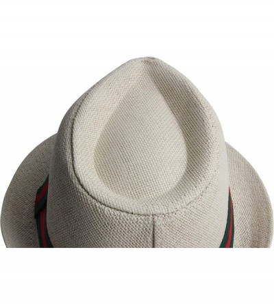 Fedoras Fedora Hats for Men & Women Tribly Short Brim Summer Paper - 02 - Beige - CT18W4ZRHXE $22.21