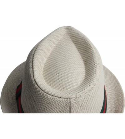 Fedoras Fedora Hats for Men & Women Tribly Short Brim Summer Paper - 02 - Beige - CT18W4ZRHXE $10.23