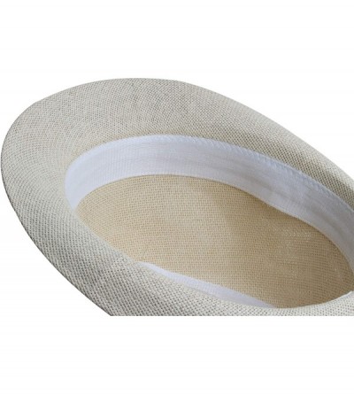 Fedoras Fedora Hats for Men & Women Tribly Short Brim Summer Paper - 02 - Beige - CT18W4ZRHXE $22.21