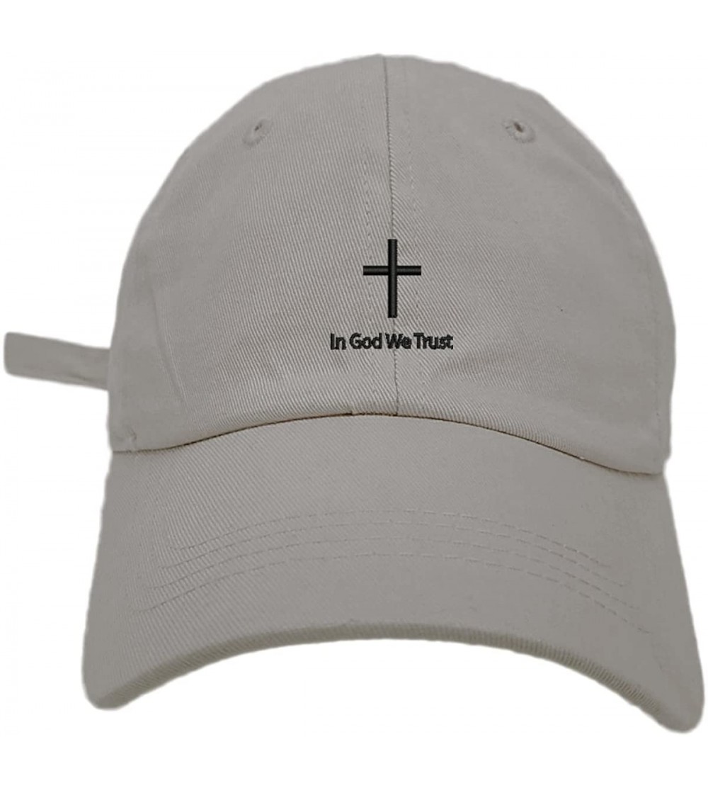 Baseball Caps Cross in God We Trust Logo Style Dad Hat Washed Cotton Polo Baseball Cap - Lt.grey - CG1889NASZY $13.50
