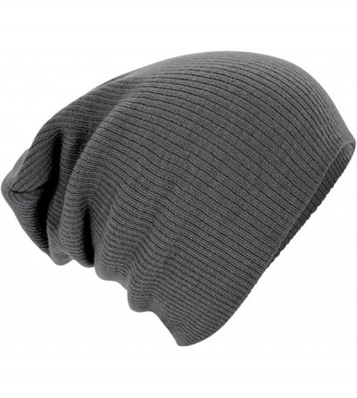 Skullies & Beanies Unisex Plain Long Beanie - Smoke Grey - CO11JRXIYDX $11.30