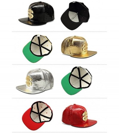 Skullies & Beanies Hip Hop Hat-Flat-Brimmed Hat-Rock Cap-Adjustable Snapback Hat for Men and Women - Gold - CH18C89YSER $13.32