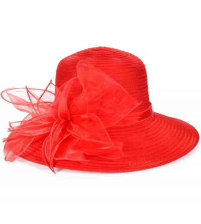 Bucket Hats Kentucky Derby Dress Church Cloche Hat Sweet Cute Floral Bucket Hat - Leaf-red - CS189Z92QQ7 $22.62