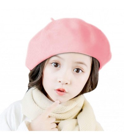 Berets England Versatile Beret- Children Painter Beret-Outdoor Warm Hat Beret- Pink - Pink - CF18NQQ6IUH $14.18