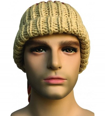 Skullies & Beanies Men/Women Barbarian Vagabond Knit Hat Wig Ponytail Beanie Funny Caps - Beige - CC18880Z0CZ $11.43