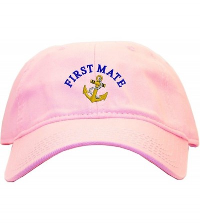 Baseball Caps First Mate with Ships Anchor Embroidered Low Profile Ball Cap - Pink - CI11L9BKYHZ $38.10
