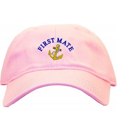 Baseball Caps First Mate with Ships Anchor Embroidered Low Profile Ball Cap - Pink - CI11L9BKYHZ $21.65