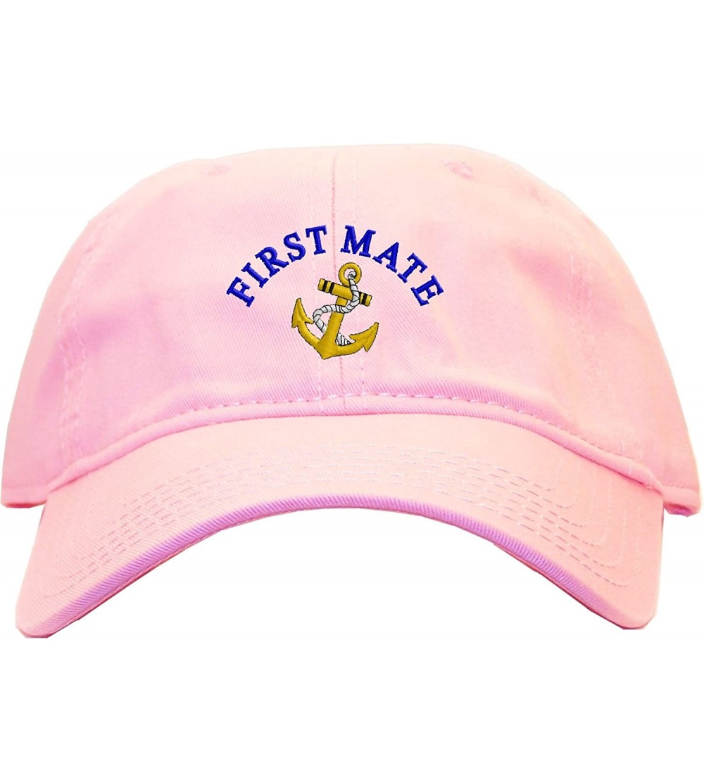 Baseball Caps First Mate with Ships Anchor Embroidered Low Profile Ball Cap - Pink - CI11L9BKYHZ $21.65