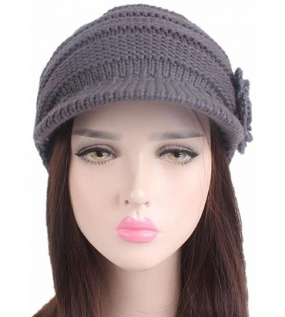 Skullies & Beanies Women Ladies Winter Knitting Hat Warm Artificial Wool Snow Ski Caps With Visor - R-gray - CM1897N2TSX $9.70