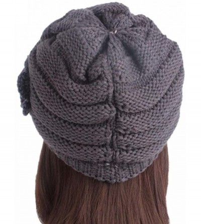 Skullies & Beanies Women Ladies Winter Knitting Hat Warm Artificial Wool Snow Ski Caps With Visor - R-gray - CM1897N2TSX $9.70