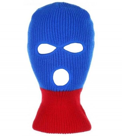 Balaclavas Knitted 3-Hole Full Face Cover Ski Mask - Royal/Red - CN182OQWIGN $10.17
