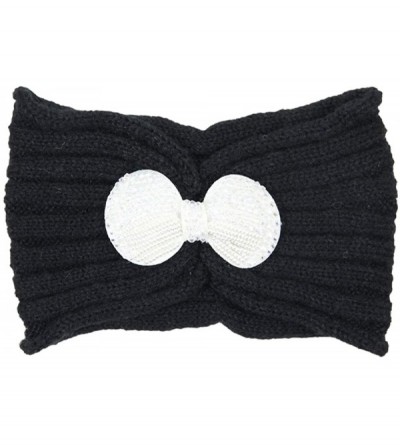Cold Weather Headbands Women's Winter Sequin Flower Knitted Headband Ear Warmern - Ribbob - Black - C418HD4SK7U $9.90